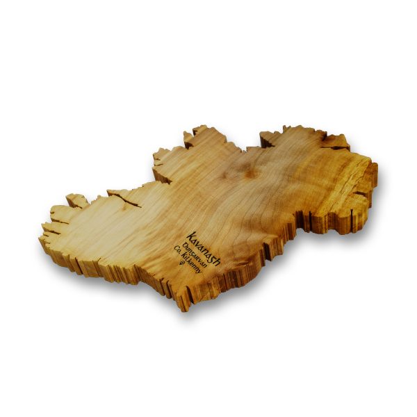 Engraved wooden map of Ireland 3d view