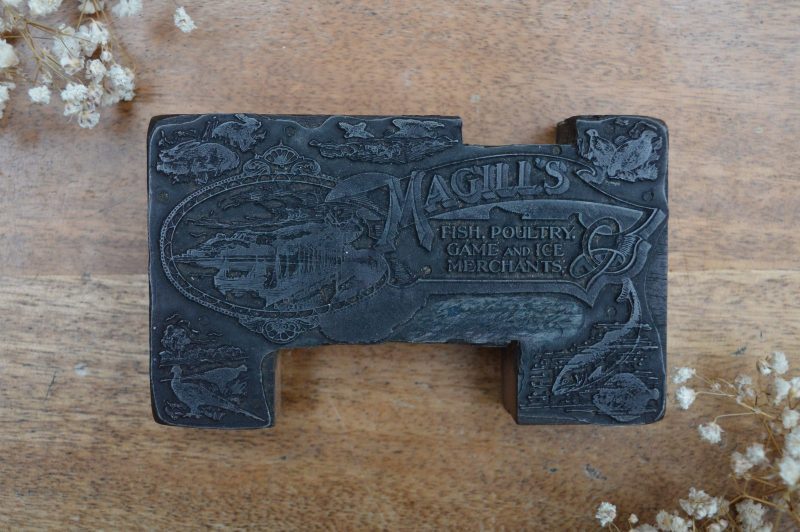 Magill's Delicatessen Dublin 1950 logo printing block