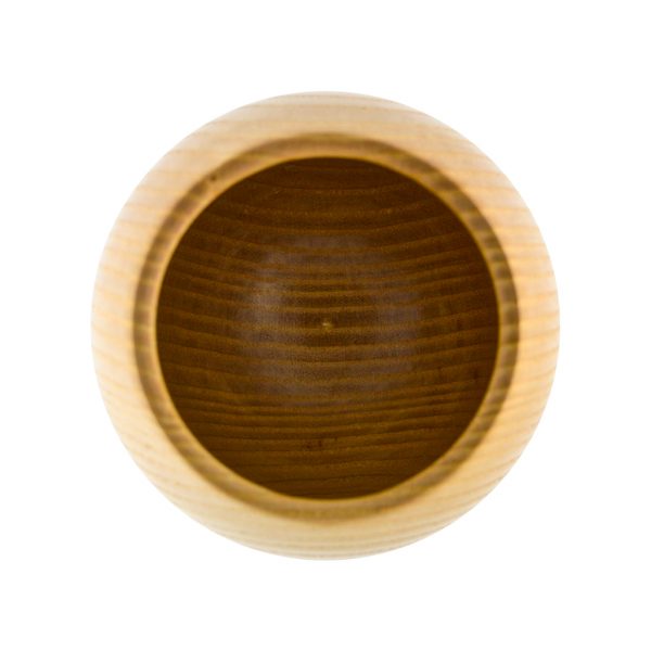 Wooden Irish wedding goblet top view of cup.